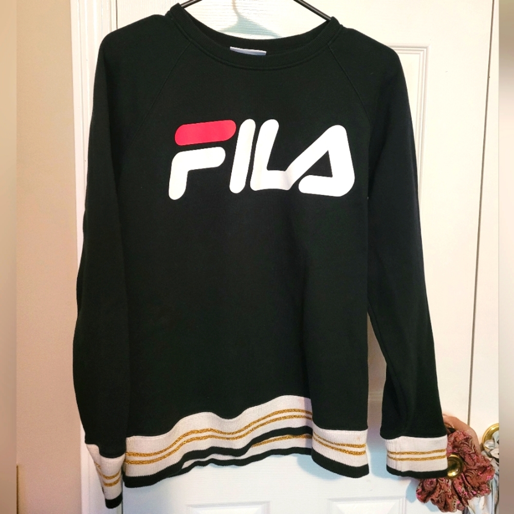 Fila Black Crewneck Sweatshirt with Logo